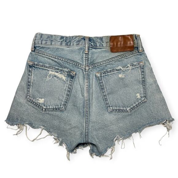 Moussy Vintage Denim Jean Shorts SIZE 26 Destroyed Distressed Light Blue Japan - Picture 2 of 9